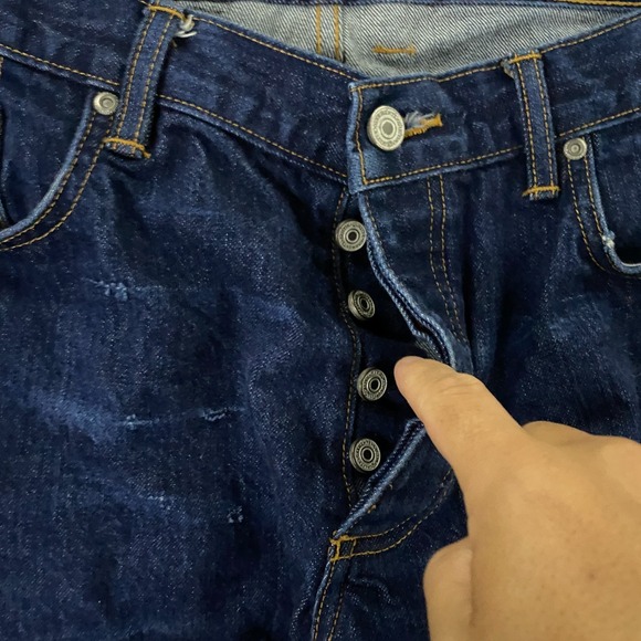 Gustin Selvedge Jeans Mens 38x34 Slim Fit Blue Denim Button Fly Made in USA - Picture 4 of 16